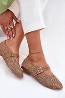 Boto Baleríny S Pletením A Pásky Khaki Partheda