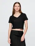 GAP Lněné crop tričko - Dámské