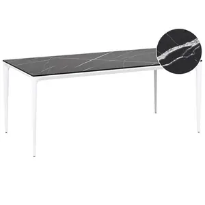 Beliani ZAHRADNÍ STŮL 180/90 cm Mramor Look Černý Mramor Sovareto