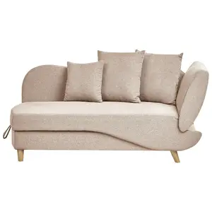 Beliani ČALOUNĚNÉ lehátko chaise longue pravostranné Hnědé Meri