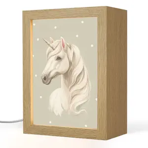 OnlyWow NOČNÍ LAMPIČKA Jednorožec - bílý - tečky 15x20 cm