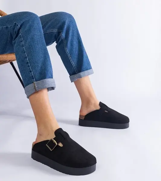 Gemre Black women's platform slippers with a buckle Armitage