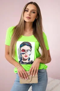 Halenka s dámskou grafikou zelený neon