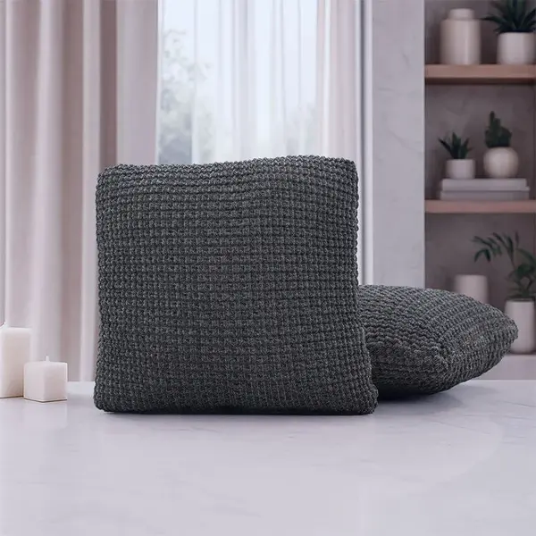 Super strečové potahy RUBINIA antracitová povlaky na polštářky 2 ks ( 40 x 40 cm)