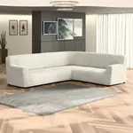 Bielastické potahy COSTINA smetanová rohová sedačka (š. 350 - 530 cm)