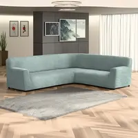 Bielastické potahy COSTINA mátová rohová sedačka (š. 350 - 530 cm)