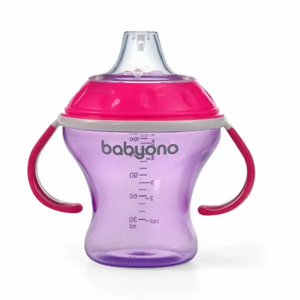 Babyono Nekapající hrneček s měkkým pítkem - lila/růžová