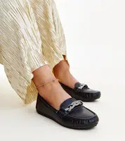 Gemre Black loafers adorned with rhinestones Adiba