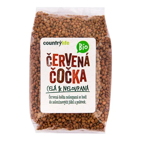Country Life Čočka červená BIO celá neloupaná 500 g