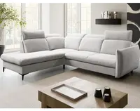 Rohová sedačka Glow, světle šedá látka, levý roh