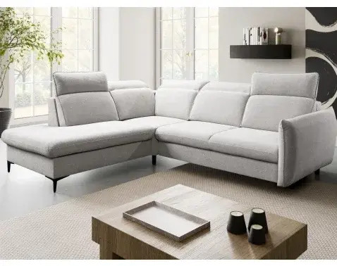 Rohová sedačka Glow, světle šedá látka, levý roh