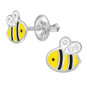 SILVER Dětské stříbrné náušničky Včelky, se šroubovací puzetou