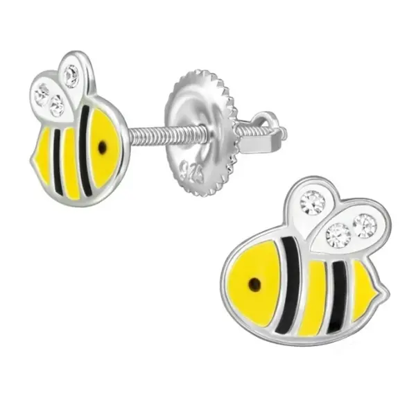 SILVER Dětské stříbrné náušničky Včelky, se šroubovací puzetou