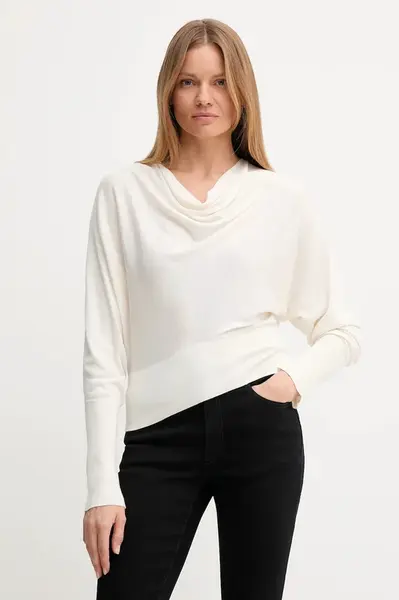 Hedvábný svetr United Colors of Benetton béžová barva, 1ZRED10E8