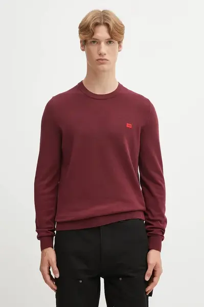 Bavlněný svetr HUGO zelená barva, 50475083