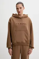 Mikina La Mania BROOK dámská, šedá barva, s kapucí, s aplikací, BROOK