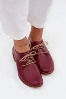 Dámské kožené elegantní šněrovací polobotky Zazoo 4238 bordó