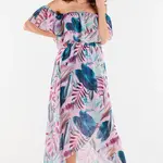 Awama Woman's Skirt A512 Pink/Flowers