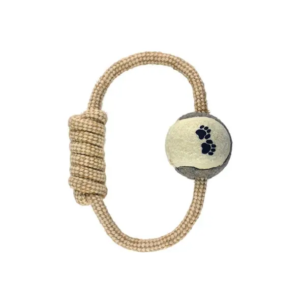 IMAC Přetahovadlo pro psy kruhové s tenisovým míčkem 20 cm jutové