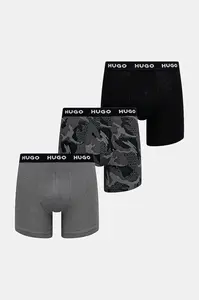 HUGO boxerky pánské bavlněné s elastanem BOXERBR TRIPLET DESIGN 3-pack