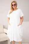 Kesi plus-size šaty s kapsami bílé