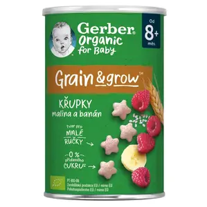 GERBER Chrumky s malinou a banánom BIO 35 g 8m+