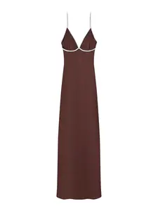 Bershka Šaty  čokoládová / biela