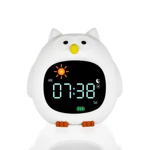 Silikonový dětský budík s nočním světlem a hudbou, Owl