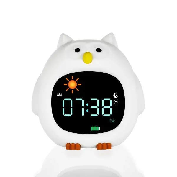 Silikonový dětský budík s nočním světlem a hudbou, Owl