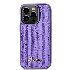 Zadní kryt Guess Sequin Script Logo pro Apple iPhone 14 Pro Max, fialová