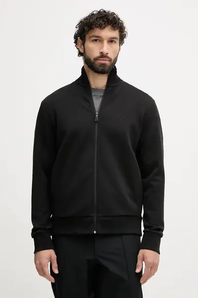 BOSS Green rozepínací mikina pánská bavlněná s elastanem