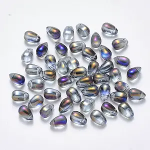 Transparent Spray Painted Glass Charms