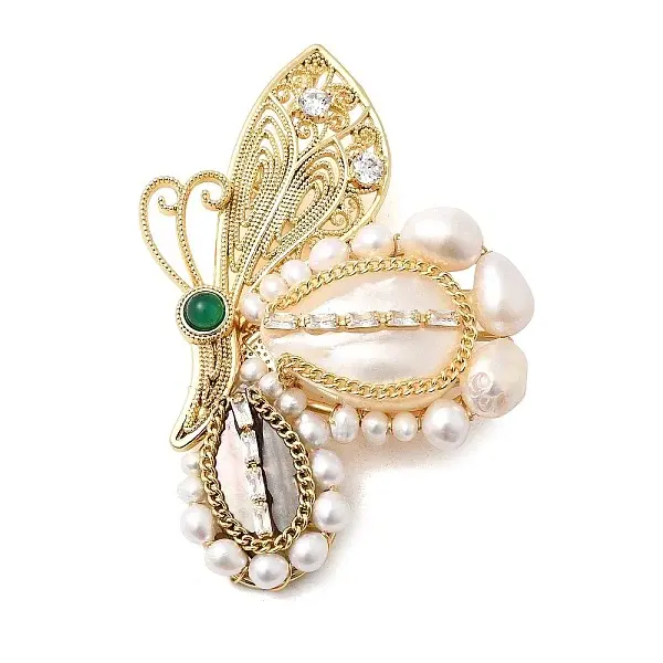 Brass Micro Pave Clear Cubic Zirconia Brooches