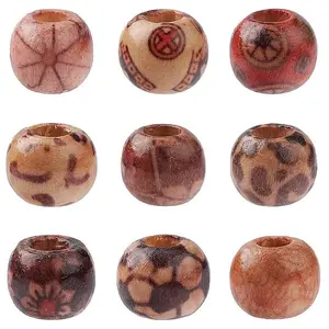Printed Wood European Beads