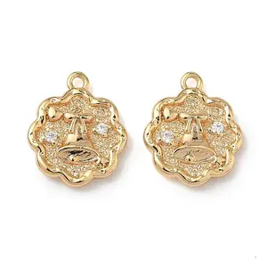 Christmas Brass Micro Pave Clear Cubic Zirconia Pendants