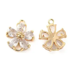 Brass Pave Clear Glass Connector Charms