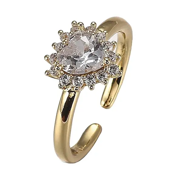 Brass Micro Pave Clear Cubic Zirconia Cuff Rings