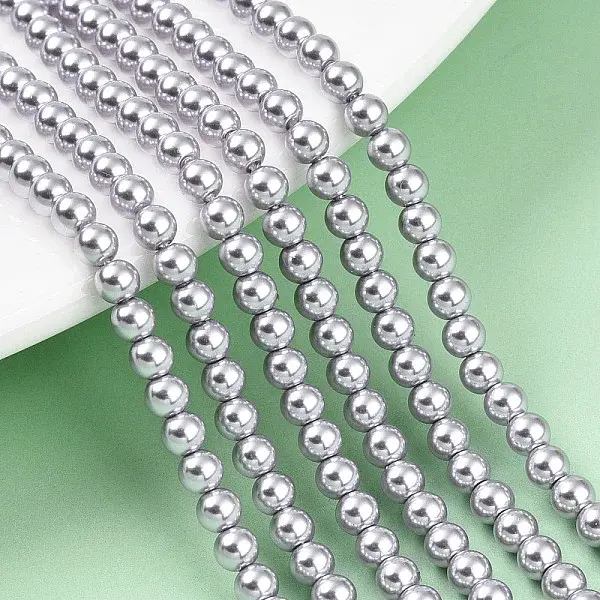 Baking Paint Pearlized Glass Pearl Bead Strands