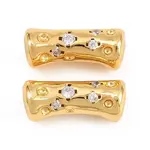 Brass Micro Pave Clear Cubic Zirconia Beads