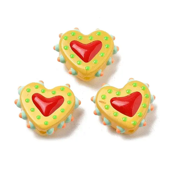 Baking Paint Glass Bumpy Beads Heart