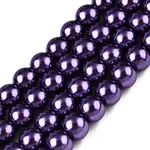 Baking Paint Pearlized Glass Pearl Round Bead Strands