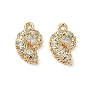 Brass Micro Pave Clear Cubic Zirconia Charms