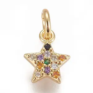 Brass Micro Pave Cubic Zirconia Charms