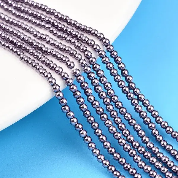 Baking Paint Pearlized Glass Pearl Bead Strands