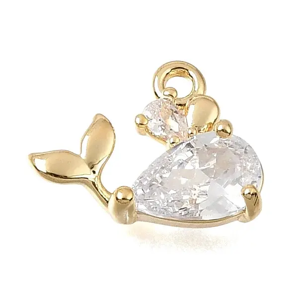 Brass Micro Pave Clear Cubic Charms