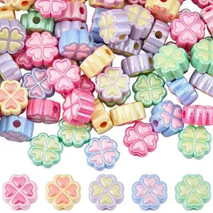 100Pcs Electroplated Opaque Resin Beads