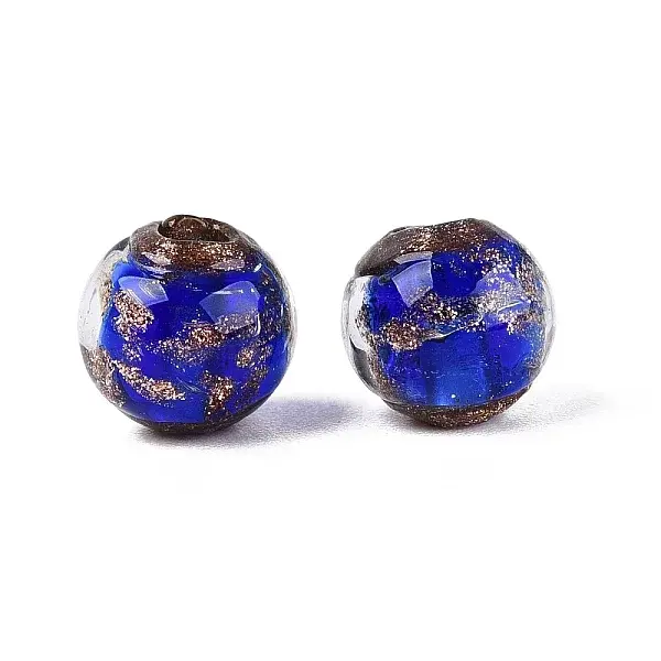 Handmade Gold Sand Lampwork Beads