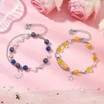 2Pcs Glass & Acrylic Beads Charm Bracelets