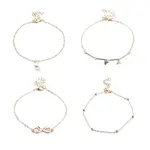 4Pcs 4 Style Alloy Chain Anklets Sets