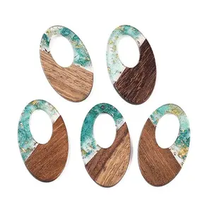 Transparent Resin and Walnut Wood Pendants